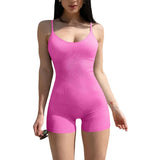 Women Short Skinny Sling Romper Summer Clothes Solid Color Sleeveless Backless Jumpsuit Female Clothing Streetwear-Outfit