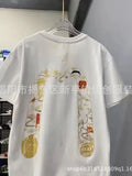 M Printing Summer 2024 New Y2K Harajuku T-Shirt Loose Shirt Short-Sleeved Couple-Outfit