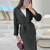 Autumn New Women's Pure Color Temperament With A Stylish Dress