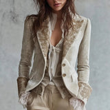 Women's Clothing Autumn And Winter Dress Long Sleeve Solid Color Double Buckle Velvet Jacket Small