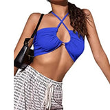 Sexy Off Shoulder Halter Top Ruffles Skinny Crop Tops Cute Sleeveless Harajuku Vest Neck Tank Tops 2021 New