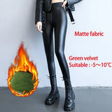 pants Black faux leather pants women warm High Waist fleece leggings fashion tights winter clothes women 2022 fall