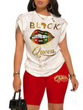 Women's Temperament Commuting Trousers Round-Neck Short-Sleeved Set In Autumn