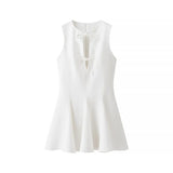 Hollow Bow Tie With Short Dress Summer Sleeveless Wave Swing