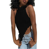 Spring And Summer New Explosion High-Collar Irregular Sexy Back Hair Weaving Small