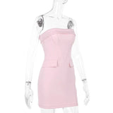 Strapless Pink Bodycon Suit Mini Dress-Outfit