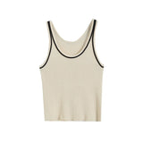 Basic Round Collar Sling Sleeveless Knitted T-Shirt In Spring-Outfit