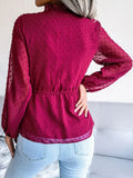 Chiffon Blouses For Women Fashion Jacquard V Neck Long Sleeve Office Work Lady Shirts Tops Plus Size Elegant