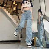 Jeans Y2k Women Korean Style 2023 Summer Straight Wide Leg Pants High Waist Woman Loose Denim Trousers 90s Vintage