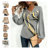 Explosion Top-Print T-Shirt Bottom Knitted Long-Sleeved Long-Sleeved