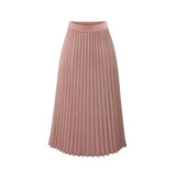 Skirts Pleated Women 2021 Plus Size Summer Chiffon High Waist Pink Casual Midi Skirt White Harajuku Saia Jupe Longue