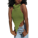 Spring And Summer New Explosion High-Collar Irregular Sexy Back Hair Weaving Small
