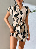 Women's Clothing 2025 Spring New Strapped Print V-Neck