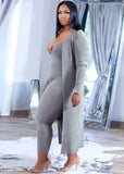 Strap Bodycon Jumpsuit and Matching Cardigans Plus Size Two Piece