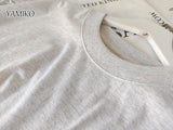Grey O-Neck Half Sleeve Spring Autumn T-Shirts For Women Loose Casual Fashion Tee Shirt Streetwear Pullover Tops Female-Outfit
