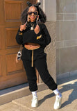 Casual Fleece Long Sleeve Hoody Top And Pant Matching