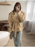 Pure Color Belt Short Jacket 2025 Spring And Autumn New