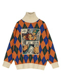 Turtleneck Women Sweaters Autumn Winter Tops Loose Women Chic Pullover Knitted Sweater Jumper Soft Warm Printing