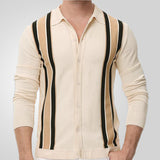 Men's Men's Spring Thin Knits Striped Splicing Business Long Sleeve Polo Shirts