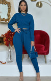 Casual Long Sleeve Top And Pant Two Piece