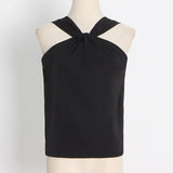 Sexy Solid Tank Tops For Women Halter Sleeveless Cut Out Korean Fashion Knitting Vests Female 2022 Clothing