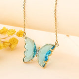 Crystal glass butterfly necklace-Outfit