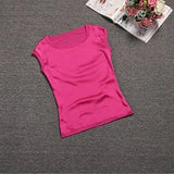 Summer Women's Elegant Blouse Klein Blue Shirts 2022 Tunic Satin Silk Blouse Basic Tops O-neck Green Blouses for Women