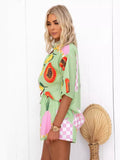Casual Women's Shorts Two-Piece Fashion Print Shirt