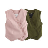 New Two-Color Oblique Cardigan Asymmetrical Fashion Vest-Outfit