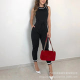 E-Commerce Summer's New Round-Necked Sleeveless Vest Hit Color Jumpsuit Women's Jumpsuit Spot-Outfit