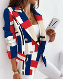 For Women Plaid Jacket Fashion Long Sleeve Double Breasted Printed Blazer Beige Blazer Women Blazer Jacket Office Suit-Outfit