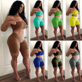 Leisure Sports, Fitness, Running, High Elasticity, Tight Body, Small Chest Shorts, Two-Piece Sets.-Outfit