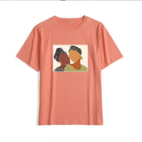 Abstract Print Summer T Shirt Women Vintage Graphic Female Tops Harajuku Soft 100% Cotton Tees 2021 New Basic