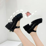 Graduation party Patent Leather Mary Janes Shoes Buckle Strap Round Toe Summer Outdoor Casual Ladies Shoes Student Party Shoes Zapatos De