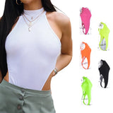 Tops Bodysuit Women T-shirt Summer Clothes y2k Sleeveless Solid Color Harajuku Slim Halter Basic Sexy Jumpsuit Streetwear-Outfit