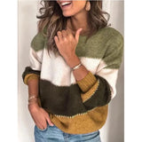 Toloer Women's Autumn And Winter New Solid Color Stitching Sweater Jacket Casual Round Collar