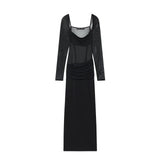 Women's 2025 Spring And Summer New French Cloth Age-Reduce Lace Splicing Open Fork