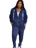 Plus Size Casual Zipper Hoode Two Piece