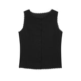 Sleeveless Round-Neck French Top 2025 Spring Quiet Luxury Lace Lace Linen