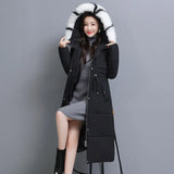 High quality Over-knee Down Padded Jackets Large Fur collar 2021 Winter Jacket Slim Thick Women's Parka Solid Female
