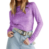 Women Sequins T-shirts Luxury Tops Spring Autumn Vintage Clothes y2k Slim Long Sleeve Tops Female Clothing Steetwear-Outfit