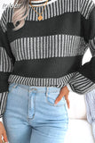 O-neck Knitted Pullover Autumn Casual Stripe Loose Sweater 2023 Long Sleeve Fashion Woman Spring Chic Soft Tops