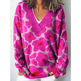 Christmas Abstract 3D Print Big V-Neck Long-Sleeved