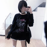 Ropa Mujer Woman Tshirts Long Sleeve Casual Tees Fashion Anime Print Y2k Tops Clothes for Teens Japanese Oversized T-shirt-Outfit