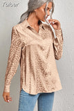 Spring Summer Womens Casual Button Up Shirt Long Sleeve Leopard Office Lady Print Shirts Female Cardigan Elegant
