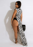 Printed Sexy O-Neck Sleeveless Slit Irregular Maxi