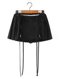 Women's Pleated Skirts High Waist Solid Color Pleated Folds Lace-up Mini Female Skirts 2024 Summer New Fashion 29L0704-Outfit