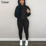 2 Piece Set Tracksuit Women Autumn Winter Fleece Warm Hoodies Top Long Pants Outfits Lounge Wear Jogger Suit