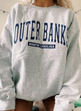 Letter Print Grey Oversized Crewneck Pullover