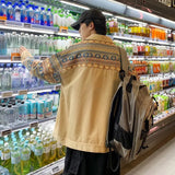 Coat Male Spring And Autumn Design Sense Minority China-Fashion Ruffian Handsome Print Jacket Large Size Retro Niche Splicing Jacket Coat-Outfit